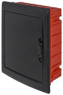 Корпус пластиковий на 24 модулів e.plbox.pro.w.24b.black вбудованний, чорний з непрозорими дверцятами IP40 CP12924B фото