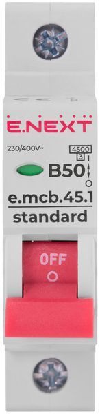 Модульний автоматичний вимикач e.mcb.stand.45.1.B50, 1р, 50А, В, 4,5 кА s001013 фото
